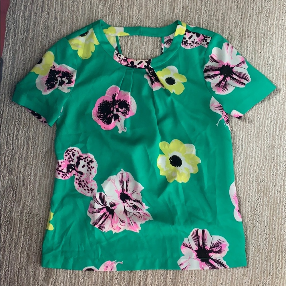 Green floral J. Crew Factory top size 00